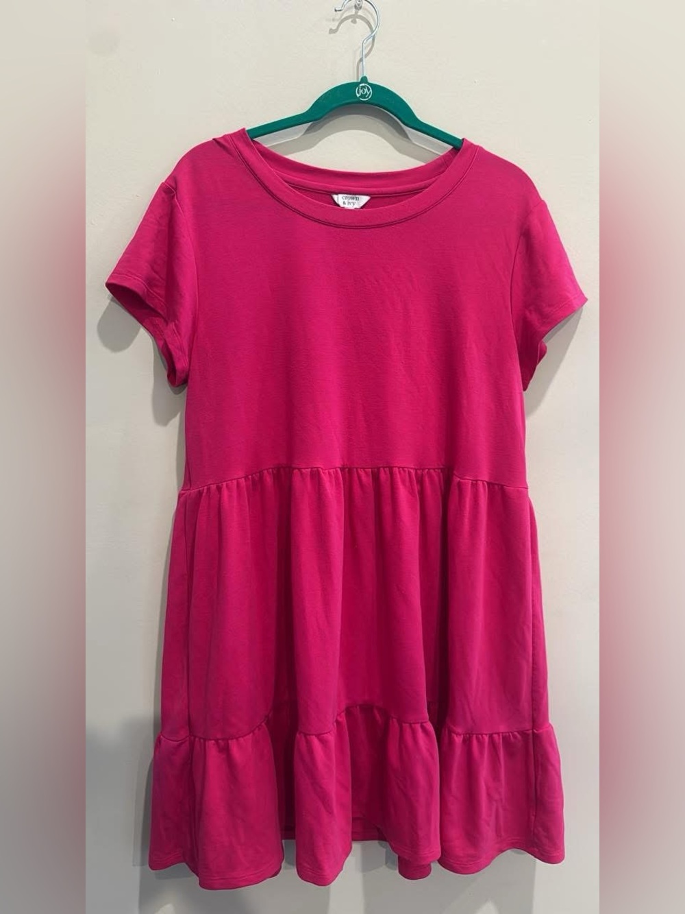 ' Cotton Tiered Dress - Hot Pink